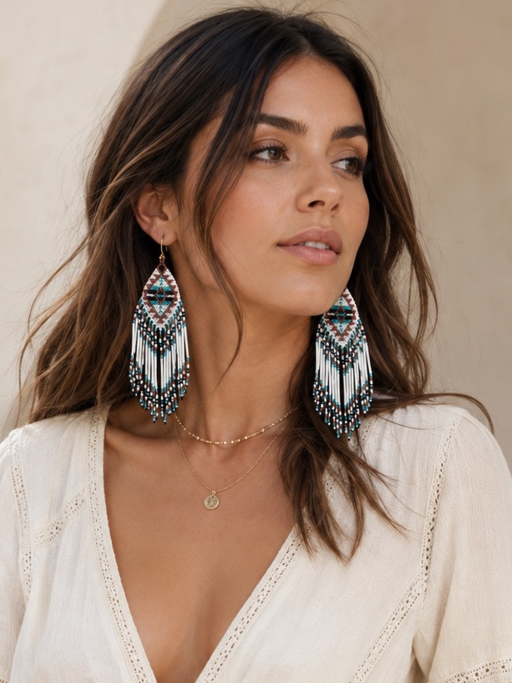 Pair of Tribal long earrings